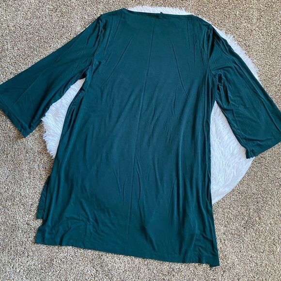 Eileen Fisher Stretchy Jersey Knit Dress Dark Teal Blue Womens Size Large - Picture 2 of 10